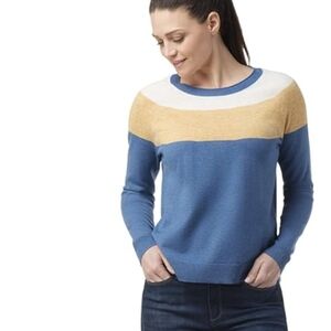 NWT Smartwool Edgewood Colorblock Crewneck Sweater Blue Horizon Heather Size L